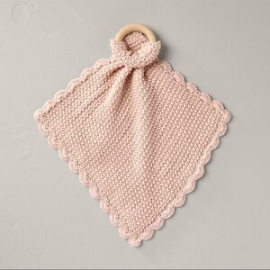 Soft Knit Baby Security Blanket with Wood Ring Blush Pink - Hearth & Hand™, New